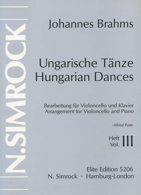 Ungarische Tänze Band 3 (Nr.11-16)&nbsp;&nbsp;für Violoncello und Klavier&nbsp;&nbsp;