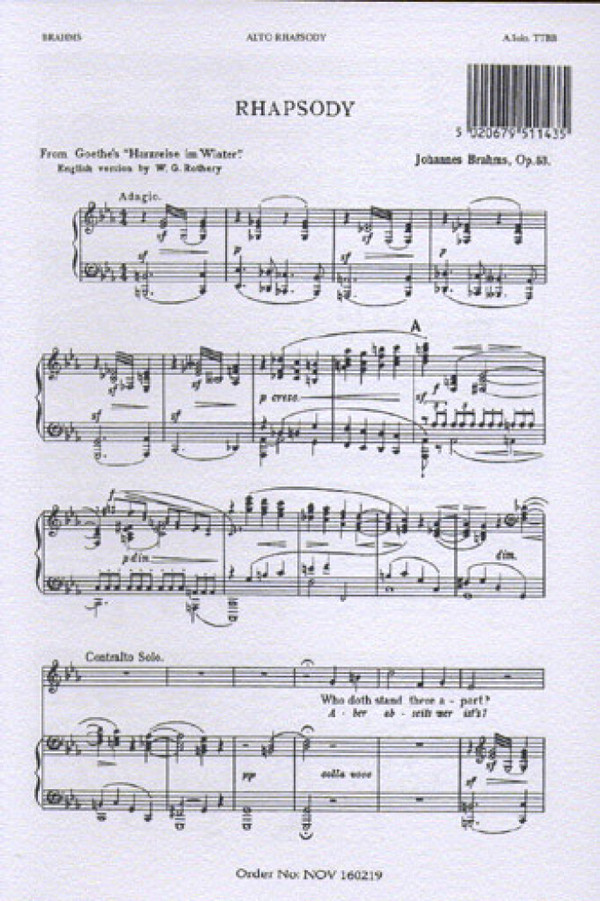 Rhapsody op.53 for alto solo,&nbsp;&nbsp;amel chorus and piano (dt/en)&nbsp;&nbsp;score