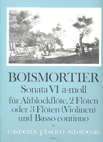Sonate a-Moll Nr.6 op.34,6  für Altblockflöte, 2 Flöten oder 3 Flöten (Violinen) und Bc  Partitur und Stimmen