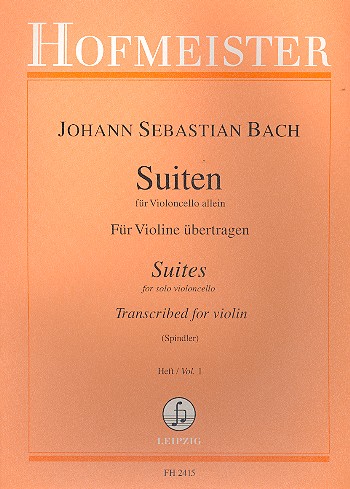 Suiten für Violoncello Band 1 (Nr.1-3)&nbsp;&nbsp;für Violine&nbsp;&nbsp;