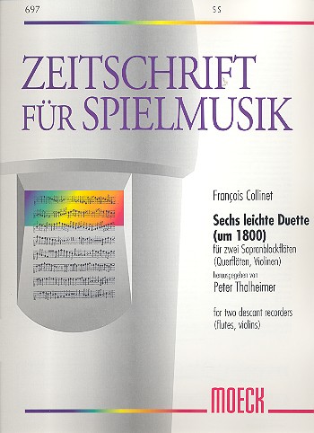 6 leichte Duette (um 1800)   für 2 Sopranblockflöten (Flöten, Violinen)  Spielpartitur