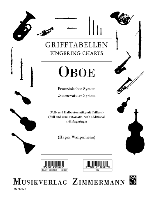 Grifftabelle&nbsp;&nbsp;für Oboe französisches System (Voll- und Halbautomatik mitTrillern)&nbsp;&nbsp;