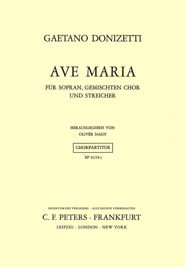 Ave Maria&nbsp;&nbsp;für gem Chor und Streicher&nbsp;&nbsp;Chorpartitur