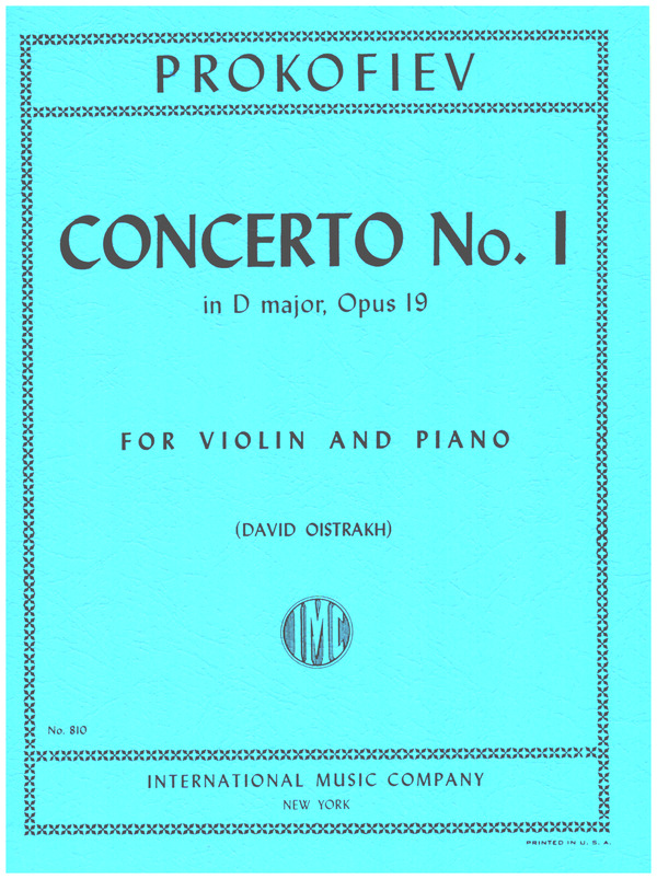 Concerto D major no.1 op.19  for violin and orchestra  for violin and piano