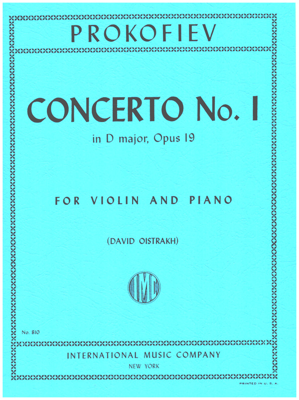 Concerto D major no.1 op.19  for violin and orchestra  for violin and piano