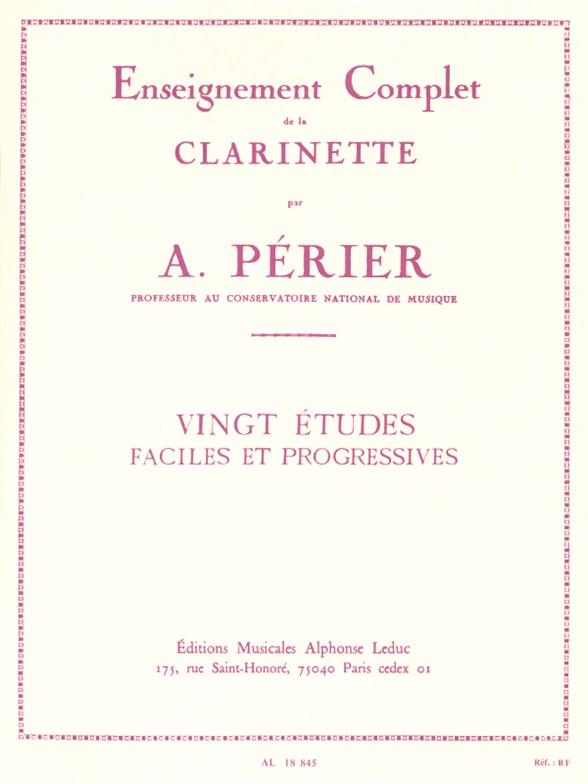 20 études faciles et progressives&nbsp;&nbsp;pour clarinette&nbsp;&nbsp;