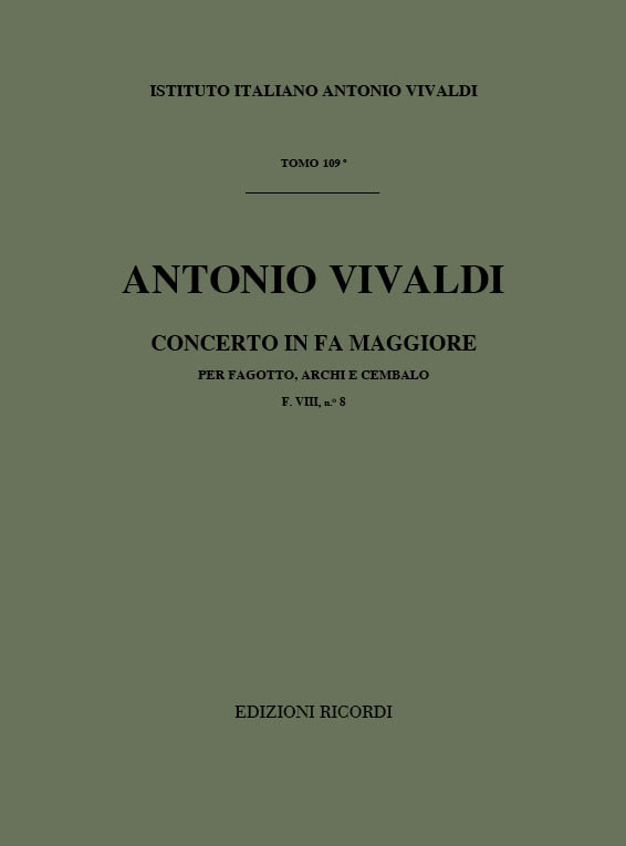 CONCERTO IN FA MAGGIORE F8,8 PER&nbsp;&nbsp;FAGOTTO, ARCHI E BC   PARTITUR&nbsp;&nbsp;MALIPIERO, GIAN FRANCESCO, ED