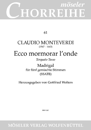 Ecco mormorar l'onde&nbsp;&nbsp;für 5 Stimmen (gem Chor) a cappella&nbsp;&nbsp;Partitur