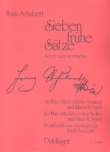 7 frühe Sätze für Flöte  (Altblockflöte, Violine) und Klavier  (Orgel)