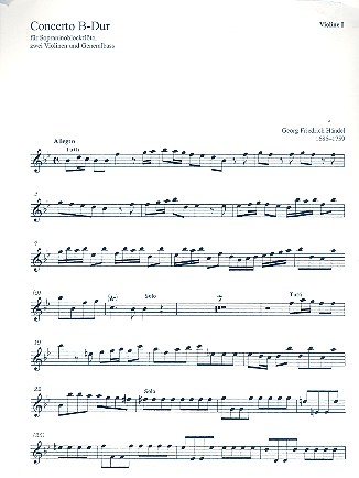 Concerto B-Dur für&nbsp;&nbsp;Sopraninoblockflöte, 2 Violinen&nbsp;&nbsp;und Bc,  Violine 1
