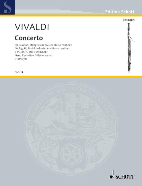 Concerto C-Dur RV 472/PV 45  für Fagott, Streicher und Basso continuo  Klavierauszug mit Solostimme