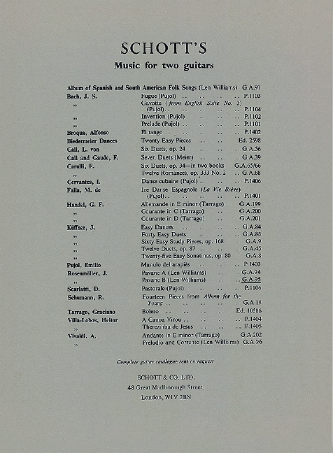 Pavane B&nbsp;&nbsp;für 2 Gitarren&nbsp;&nbsp;Spielpartitur