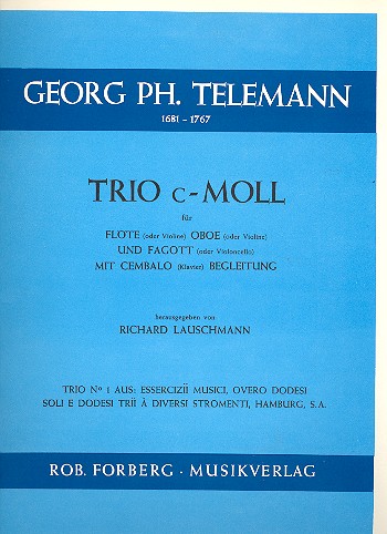 Trio c-Moll für Flöte (Violine, Oboe),&nbsp;&nbsp;Fagott (Violoncello) und Bc&nbsp;&nbsp;4 Spielpartituren