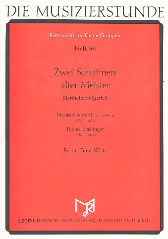 2 Sonatinen Alter Meister  für 4 Klarinetten  Partitur und Stimmen