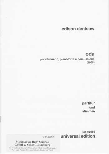 Oda (1968) für Klarinette, Klavier  und Schlagzeug  3 Spielpartituren