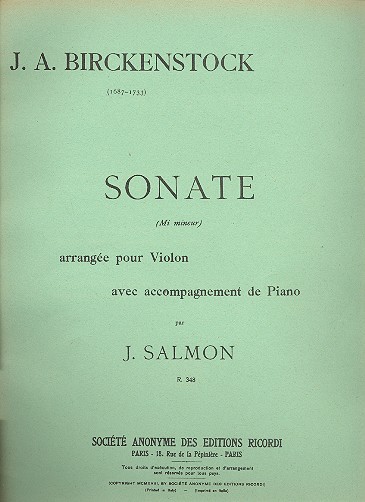 Sonate mi mineur  pour violon et piano  
