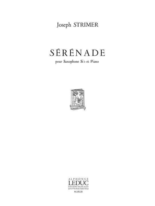 Sérénade pour saxophone si b et piano&nbsp;&nbsp;&nbsp;&nbsp;