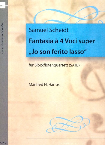 Fantasia super Jo son ferito lasso  für 4 Blockflöten (SATB)  Partitur und Stimmen