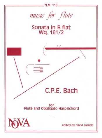 SONATA B FLAT MAJOR WQ161,2 FOR  FLUTE AND OBBLIGATO HARPSICHORD  LASOCKI, D., ED.