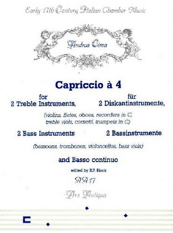Capriccio à 4 für 2 Diskant- und  2 Bassinstrumente und Bc  Stimmen