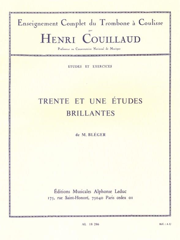 31 études brillantes pour trombone&nbsp;&nbsp;a culisse&nbsp;&nbsp;
