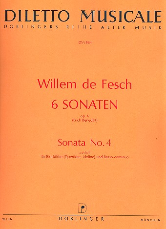 Sonate a-Moll op.6,4 für Blockflöte  (Flöte/Violine) und Bc  