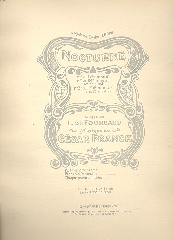 NOCTURNE MIb MINEUR NO.2 POUR BA-  RYTON OU MEZZO-SOPRAN ET PIANO  FOURCAUD, L., POESIE