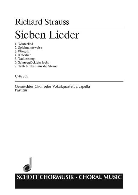 Sieben vierstimmige Lieder o. Op. AV. 67&nbsp;&nbsp;für Gesangsquartett oder gemischter Chor (SATB)&nbsp;&nbsp;Chorpartitur