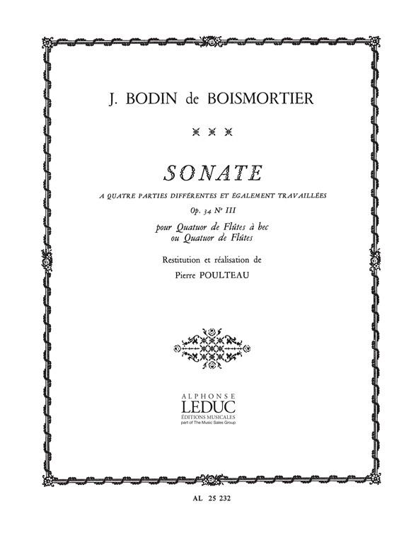 Sonate op.34,3 pour 4 flutes a bec  (AAAB)