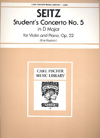 Student's Concerto no.5 op.22  for violin and piano (first position)  