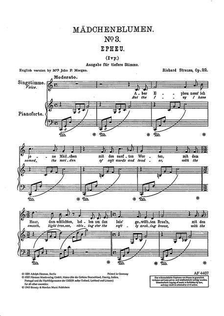 Epheu op. 22,3&nbsp;&nbsp;für tiefe Singstimme und Klavier (dt/en)&nbsp;&nbsp;