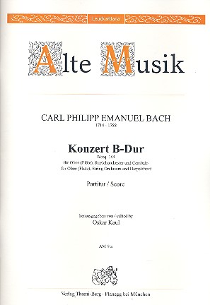 Konzert B-Dur Wq164  für Oboe (Flöte), Streichorchester und Bc  Partitur