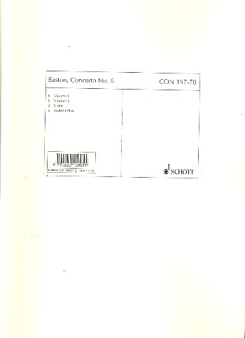 Konzert D-Dur Nr.6 fuer sopran-  für Sopranblockflöte, Streicher und Bc  Streicher-Stimmensatz (5-5-3-5)