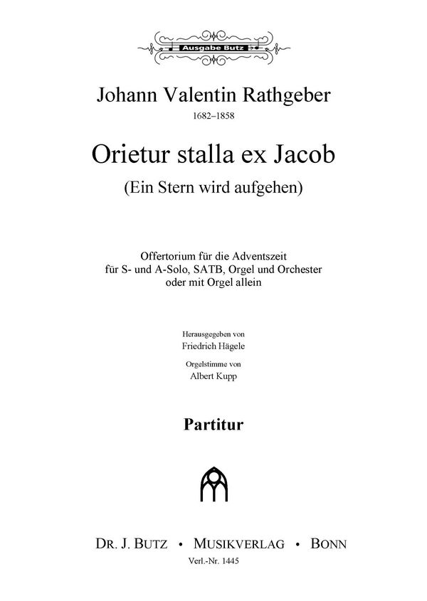 Orietur stella ex Jacob  für SA-Solo, SATB Chor, Orgel und Orchester (oder Orgel alleine)  Partitur (la)
