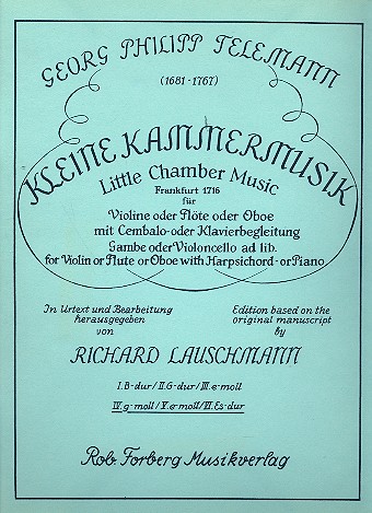 Kleine Kammermusik Band2 für&nbsp;&nbsp;Violine (Flöte, Oboe) und Cembalo&nbsp;&nbsp;