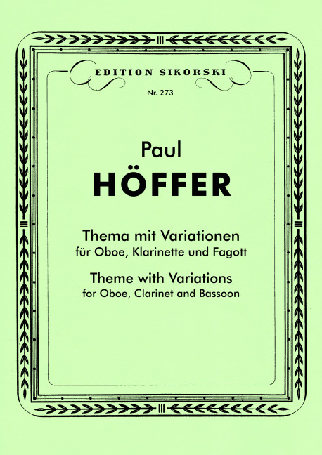 Thema mit Variationen für Oboe,  Klarinette und Fagott  3 Spielpartituren
