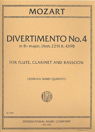Divertimento B flat major KV439d no.4&nbsp;&nbsp;for flute, clarinet and bassoon&nbsp;&nbsp;3 parts