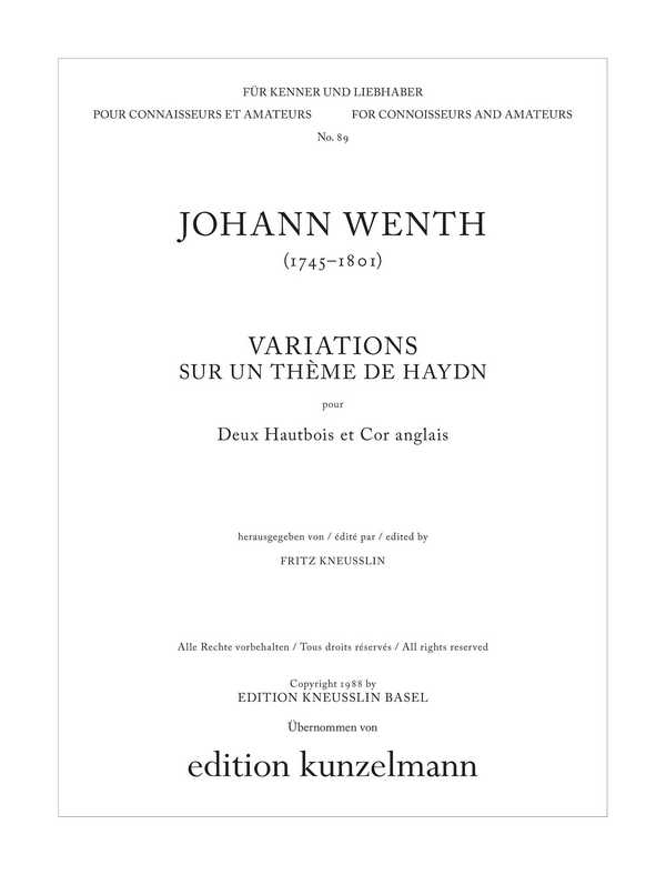Variations sur un thème de Haydn&nbsp;&nbsp;für 2 Oboen und Englischhorn&nbsp;&nbsp;Stimmen