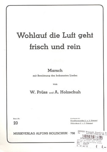 Wohlauf die Luft geht frisch und rein  Marsch für diatonische Handharmonika  (mit 2. Stimme)