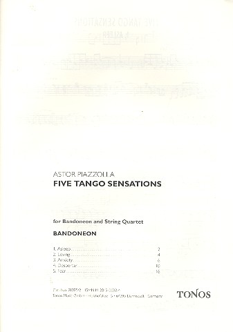 5 Tango Sensations  für Bandoneon und Streichquartett  Stimmen