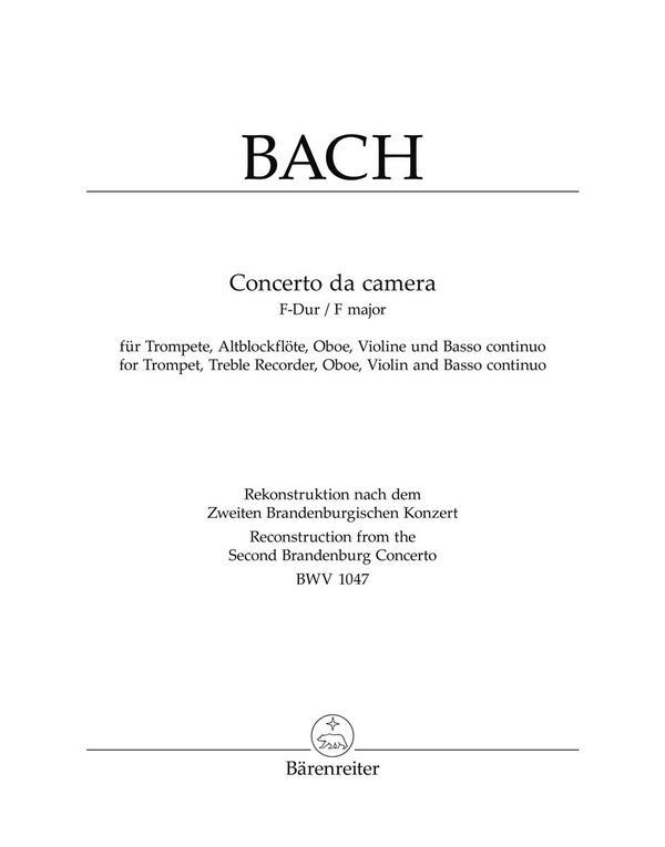 Concerto da camera F-Dur für&nbsp;&nbsp;Trompete, Altblockflöte, Oboe, Violine&nbsp;&nbsp;und Bc,   6 Stimmen