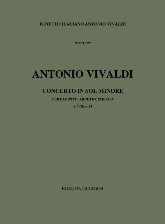 Concerto sol minore F.VIII:23&nbsp;&nbsp;per fagotto, archi, cembalo&nbsp;&nbsp;partitura