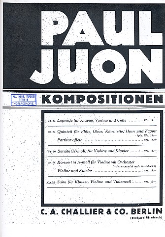 Suite op.89  für Klavier, Violine und Violoncello  Stimmen