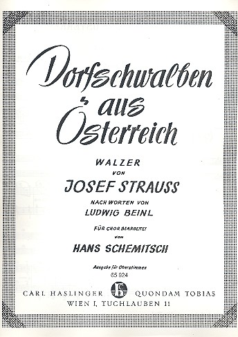 Dorfschwalben aus Österreich  für Frauenchor und Klavier  Schemitsch, Hans, bearb.