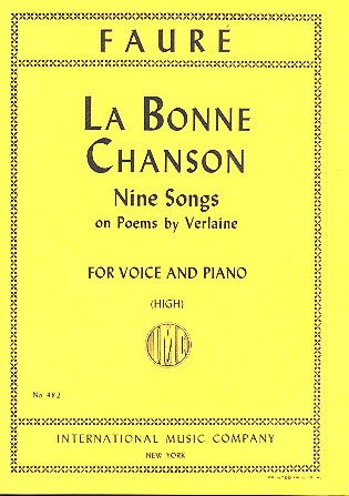La bonne chanson 9 songs on poems by Verlaine&nbsp;&nbsp;for high voice and piano (fr)&nbsp;&nbsp;