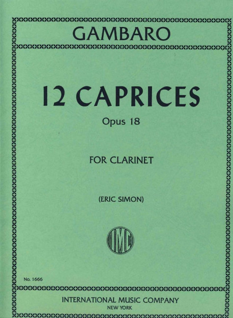 12 Caprices op.18  for clarinet  SIMON, ERIC, ED.