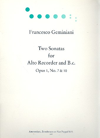 2 Sonatas op.1 nos.7+10  for alto recorder and bc  