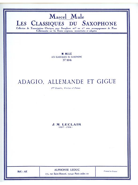 Adagio allemande et gigue de la  sonate no.1 pour violon et piano  