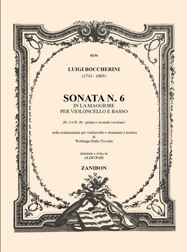 Sonata la maggiore no.6 per  violoncello e strumento di tastiera  