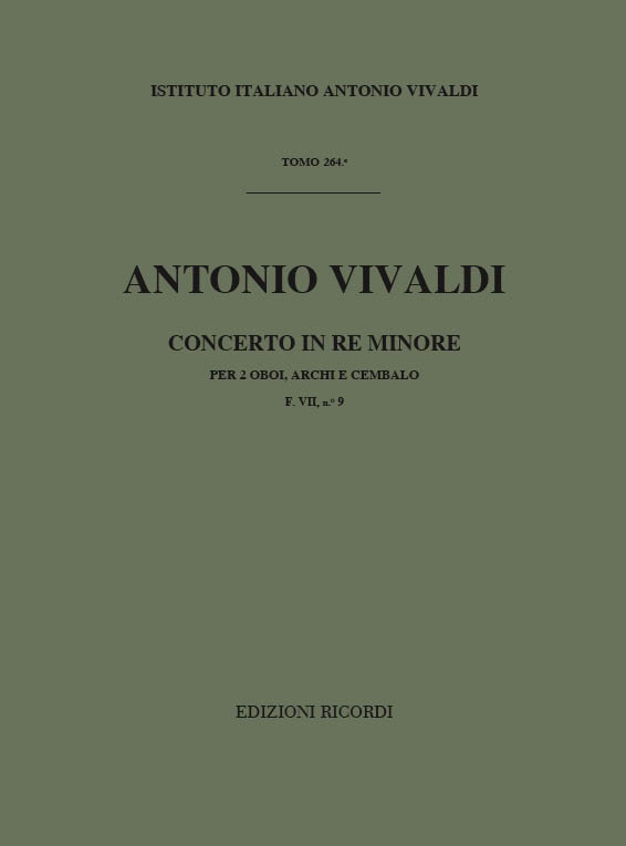 Concerto re minore F7,9&nbsp;&nbsp;per 2 oboi, archi e cembalo&nbsp;&nbsp;partitura